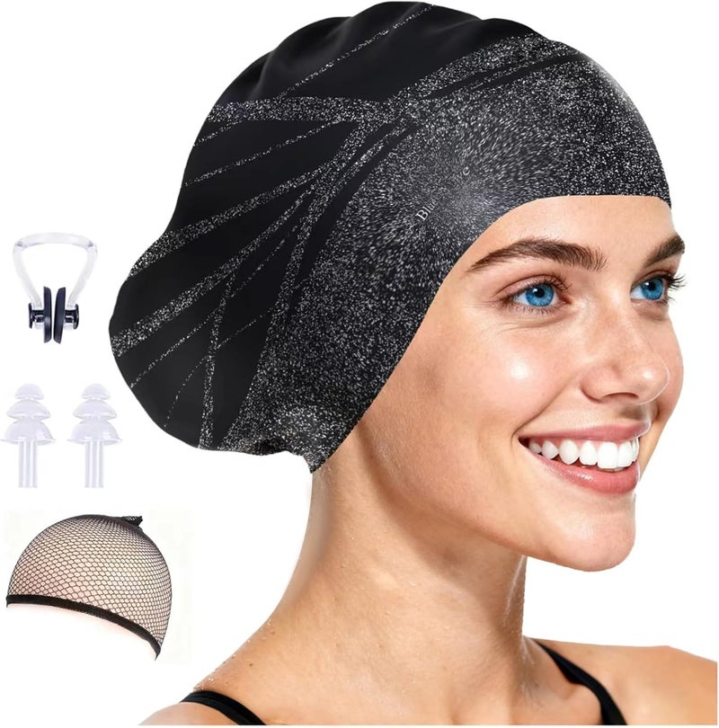 BlueNest Dive Large Silicone Swim Cap Durable Silicone Waterproof Construction with Ultra-Elastic Design Effectively Keeps Hair Dry. Suitable for Long Hair, Curly Hair, and Long Dreadlocks - Image 1